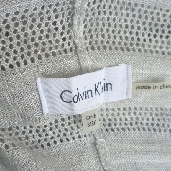 *Relisted* Calvin Klein Wrap/ Poncho Gray & Faint White Stripe Silver Threading - Picture 11 of 15